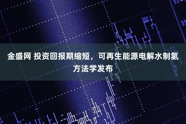金盛网 投资回报期缩短，可再生能源电解水制氢方法学发布