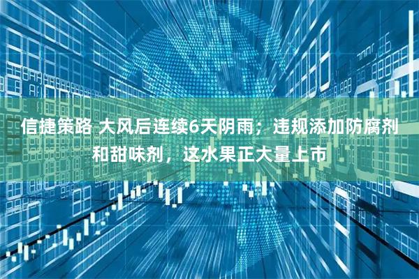 信捷策路 大风后连续6天阴雨；违规添加防腐剂和甜味剂，这水果正大量上市